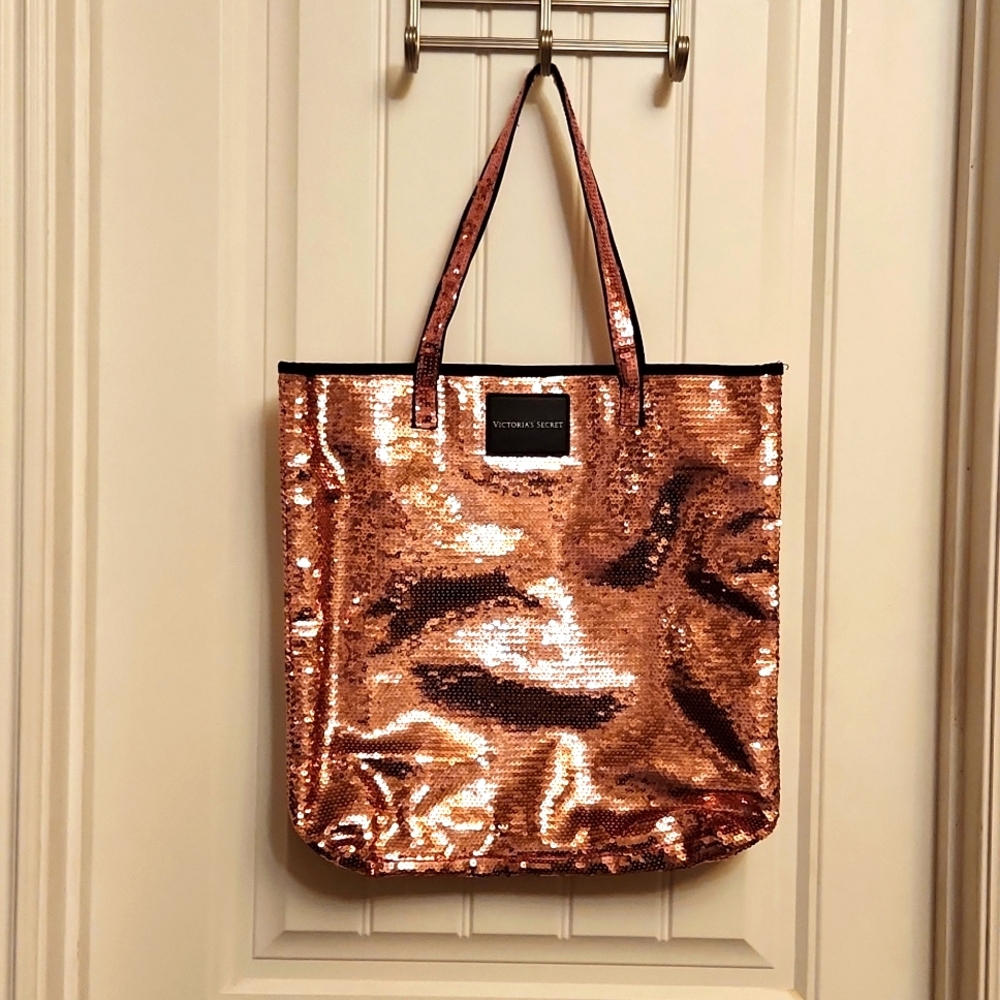 Victorias Secret Pink sequin tote bag like new